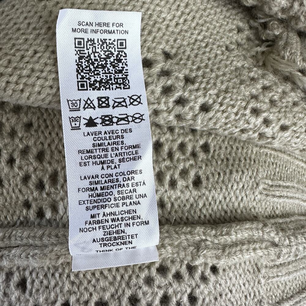 collusion Beige logo Open knit raw hem Pullover sweater 2XL - Picture 6 of 6